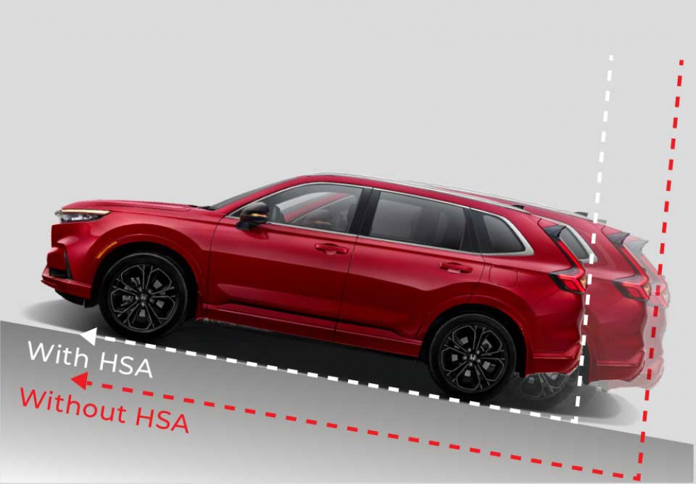 Hill Start Assist (HSA)Hill Start Assist berfungsi untuk mencegah kendaraan bergerak mundur saat pengemudi memindahkan kaki dari pedal rem ke pedal gas saat berhenti di jalan menanjak.

Sistem ini otomatis berfungsi saat sistem mendeteksi kendaraan berhenti mengahadap jalan menanjak, atau dalam posisi gigi mundur saat kendaraan menghadap jalan menurun.
