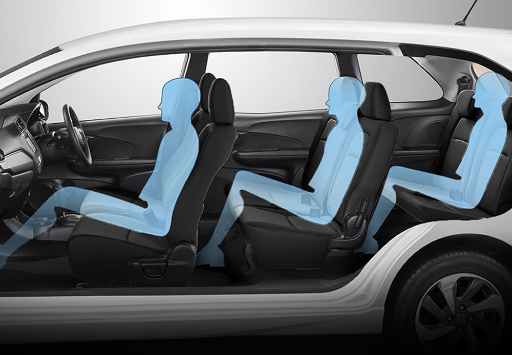 Ruang Kabin
New Honda Mobilio menawarkan kabin yang lega hingga baris ketiga, sehingga Anda dapat membawa lebih banyak anggota keluarga untuk perjalanan yang lebih menyenangkan!